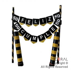 SET MINI BANDERINES F/C 50 A�OS CON 2 BENGALAS X 1